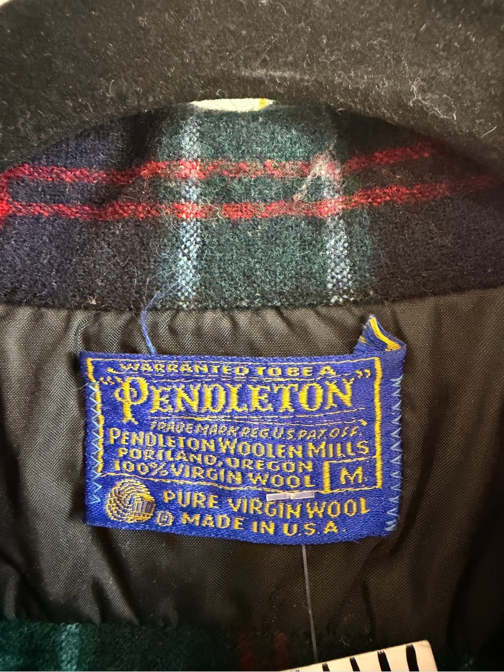 Pendleton vintage Black, Green & Red Plaid Wool Button-Up Shirt - Picture 2 of 3